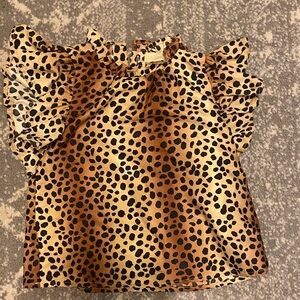 Janie and Jack Leopard Print Ruffle Sleeve Blouse